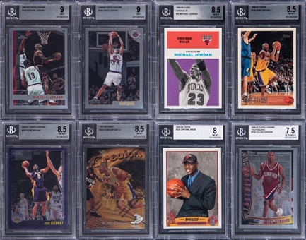 1996-2004 Topps Chrome & Assorted Brands BGS-Graded Hall Of Famers And Stars Basketball Card Collection (8 Different) Featuring Jordan, Bryant, Iverson & More Including Rookie Card Examples!